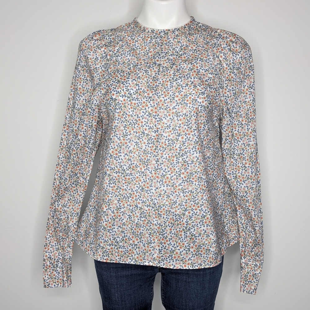 Tish Cox White Pink Red Blue Ditsy Floral Cotton Blouse S